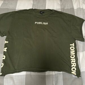Publish today tomorrow army green cropped top shirt